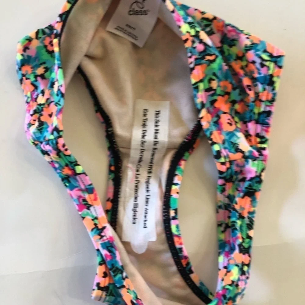 Bundle 3Pc Art Class Bikini Top and Floral Pink Bikini Bottoms Swimwear Set S6/7